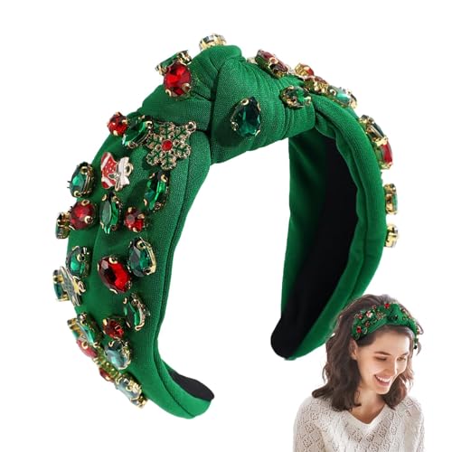 XIAOXIAOYU Knoten-Stirnband Weihnachten – breites Haarband mit Perlen und Strasssteinen, Urlaubszubehör, exquisiter Knoten-Haarband XIAOXIAOYU Knoten-Stirnband Weihnachten – breites Haarband mit Perlen und Strasssteinen, Urlaubszubehör, exquisiter Knoten-Haarband von XIAOXIAOYU