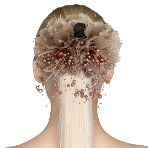 XIAOXIAOYU Künstliche Blumenhaarklamme, Blütenknospenhaarclip | Perlen Tassels Bud Haarnadel Nicht-Schlupf-Barrette | Gefälschte Boho -Pins Kopfschmuck, Frisuren für Frauen Mädchen von XIAOXIAOYU