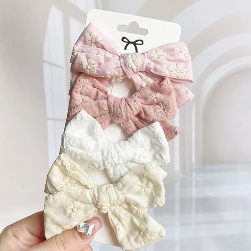 4 Teile / satz Sweet Print Bowknot Haarspangen für süße Baby Mädchen Baumwolle Bögen Haarnadel Haarspange Kopfbedeckung Kinder Haarschmuck Geschenk von XIAOXIN