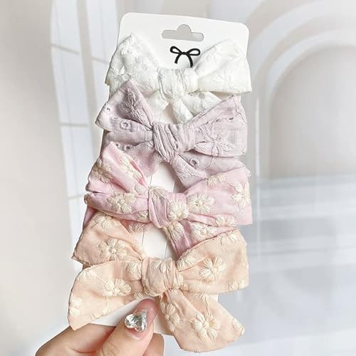 4 Teile / satz Sweet Print Bowknot Haarspangen für süße Baby Mädchen Baumwolle Bögen Haarnadel Haarspange Kopfbedeckung Kinder Haarschmuck Geschenk von XIAOXIN