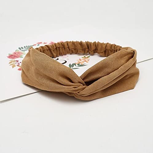 Frauen Sommer Wildleder Stirnband Vintage Kreuz Knoten Turban Elastische Haarbänder Weiche Solide Mädchen Haarband Kopfbedeckung Haarschmuck von XIAOXIN