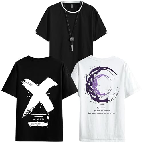 XIAOYAO 3 Pack T-Shirts Herren Sommer Basic mit Rundhals T-Shirt Baumwolle Graphic Hemd Kurzarm Sportwear von XIAOYAO