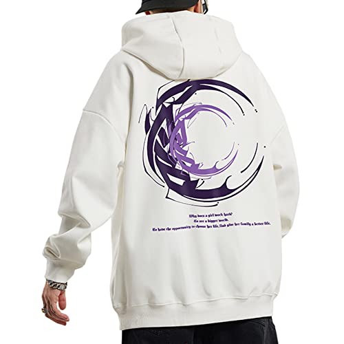 XIAOYAO Hoodie Herren Pullover, Langarm Freizeit Streetwear Urban Pullover Sweatshirt Casual (8XL, Weiß) von XIAOYAO