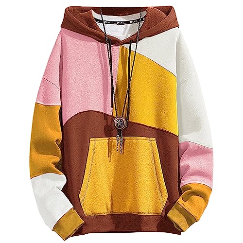 XIAOYAO Hoodie Herren Long Sleeve Bunt Kapuzenpullover Streetwear Sweatshirt Urban Pullover Casual Kapuzenpulli von XIAOYAO