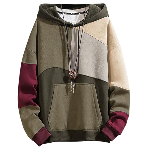 XIAOYAO Hoodie Herren Long Sleeve Bunt Kapuzenpullover Streetwear Sweatshirt Urban Pullover Casual Kapuzenpulli von XIAOYAO