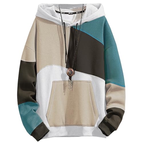 XIAOYAO Hoodie Herren Long Sleeve Bunt Kapuzenpullover Streetwear Sweatshirt Urban Pullover Casual Kapuzenpulli von XIAOYAO