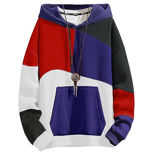 XIAOYAO Hoodie Herren Long Sleeve Bunt Kapuzenpullover Streetwear Sweatshirt Urban Pullover Casual Kapuzenpulli von XIAOYAO