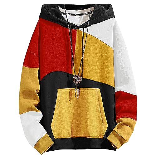 XIAOYAO Hoodie Herren Long Sleeve Bunt Kapuzenpullover Streetwear Sweatshirt Urban Pullover Casual Kapuzenpulli von XIAOYAO