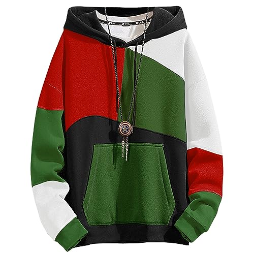 XIAOYAO Hoodie Herren Long Sleeve Bunt Kapuzenpullover Streetwear Sweatshirt Urban Pullover Casual Kapuzenpulli von XIAOYAO
