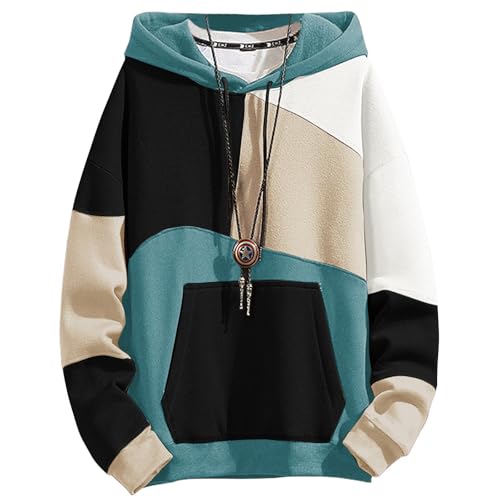 XIAOYAO Hoodie Herren Long Sleeve Bunt Kapuzenpullover Streetwear Sweatshirt Urban Pullover Casual Kapuzenpulli von XIAOYAO