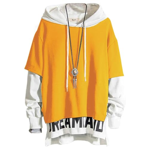 XIAOYAO Hoodie Herren Techwear Kapuzenpullover Hip Hop Streetwear Urban Patchwork Pullover Unisex Casual Frühling Herbst Winter von XIAOYAO