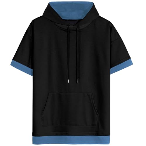 XIAOYAO Kurzarm Hoodie Herren, Kurzarm Kapuzenshirt Männer Pullover T-Shirt mit Kapuze Sommer Sweatshirt von XIAOYAO