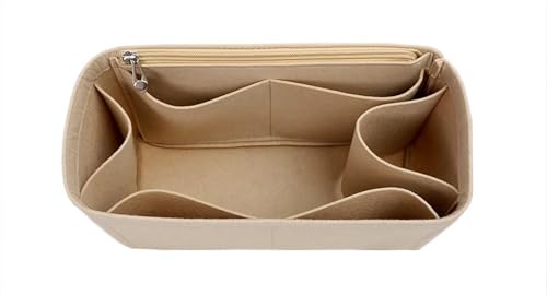 Handtaschen-Organizer-Einsatz for LV Carryall Handtaschen. Aufbewahrungstasche for Handtaschenfutter(Beige A,Small) von XIAOYIBAIHUOUK