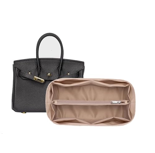 Taschen-Organizer-Einsatz for Hermes Birkin Handtaschen, Polyester-Satin-Innentasche, Handtaschen-Innentasche, Taschen-Organizer(Beige,for Birkin 30) von XIAOYIBAIHUOUK