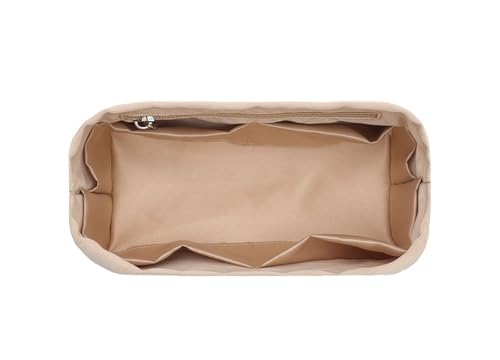 Taschen-Organizer for Hermes Kelly 2424 Handtasche, mit Polyester gefütterte Aufbewahrungstasche, Taschenaufbewahrungseinsatz, tragbare Kosmetiktasche(Beige,18 * 8 * 12cm) von XIAOYIBAIHUOUK