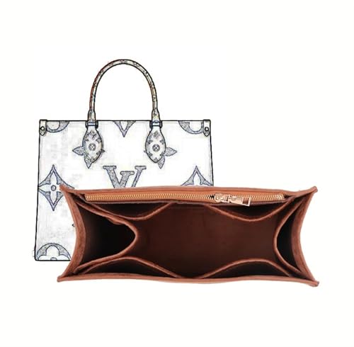 Taschen-Organizer for LV Onthego Handtasche Liner Bag Aufbewahrungstasche Tasche Aufbewahrungseinsatz tragbare Kosmetiktasche(Coffee a,for onthego BB) von XIAOYIBAIHUOUK