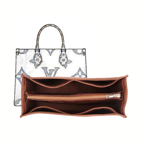 Taschen-Organizer for LV Onthego Handtasche Liner Bag Aufbewahrungstasche Tasche Aufbewahrungseinsatz tragbare Kosmetiktasche(Coffee b,for onthego East West) von XIAOYIBAIHUOUK