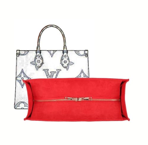 Taschen-Organizer for LV Onthego Handtasche Liner Bag Aufbewahrungstasche Tasche Aufbewahrungseinsatz tragbare Kosmetiktasche(Red c,for onthego East West) von XIAOYIBAIHUOUK