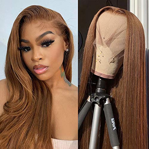 2024 Perücke, 6 Kastanienbraune Lace-Front-Perücke for Frauen, glatte Echthaar-Perücke, leimlos, transparent, HD-Spitzenfront, brasilianisches Echthaar, vorgezupft, mit Babyhaar, natürlicher Haaransat von XIAOYIWIN