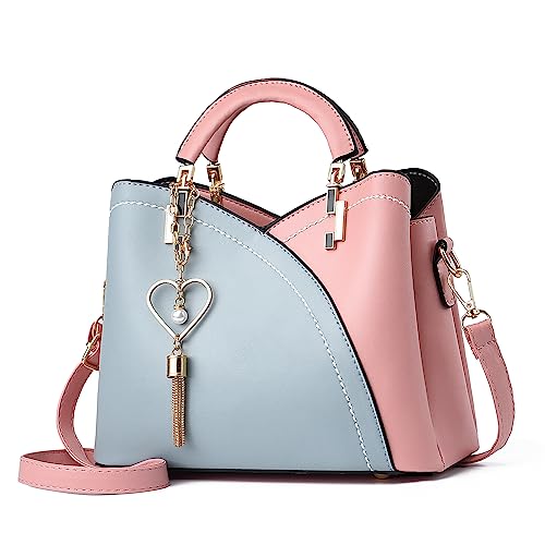 XIAOYU Kleine Geldbörsen und Handtaschen für Damen, modische Umhängetasche, leichte Umhängetasche, Tragegriff oben, Geldbörse, Hell, blau von XIAOYU