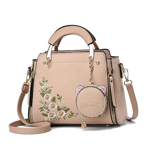 Xiaoyu Modische Geldbörsen und Handtaschen für Damen, Crossbody-Taschen, Tragegriff oben, kleine Tragetaschen, Khaki Blume von XIAOYU