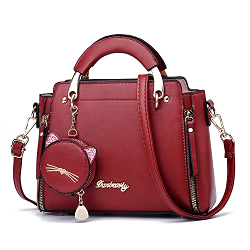 XIAOYU Modische Geldbörsen und Handtaschen für Damen, Crossbody-Taschen, Tragegriff oben, kleine Tragetaschen, Weinrot von XIAOYU