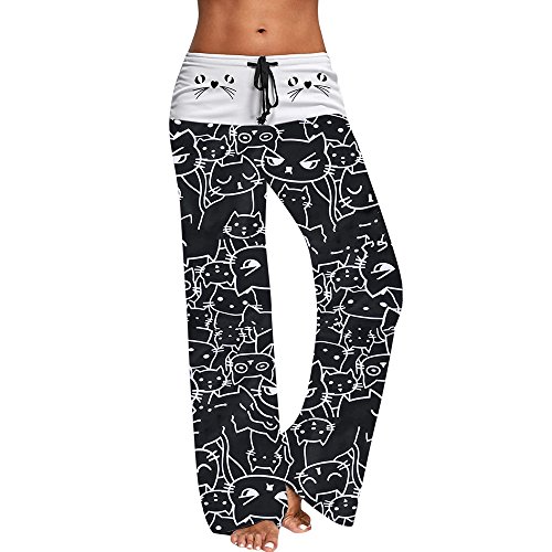 XIAOYUAN Damen Jogginghose Lang Weites Schlaghose Freizeithose Lose Hose Stretch Tunnelzug Sporthose Yogahose Lange Sweatpants von XIAOYUAN