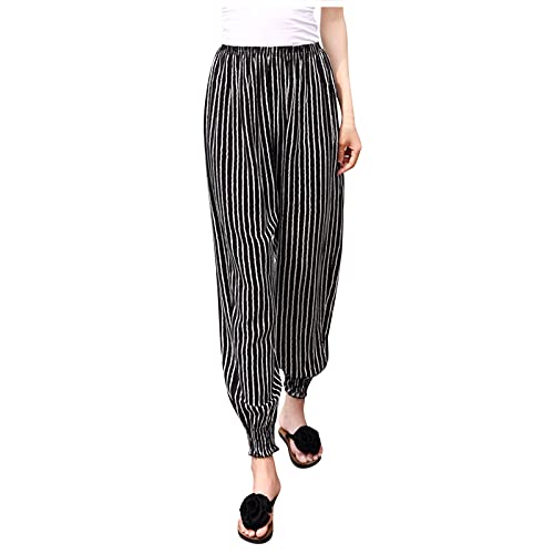 Hosen Damen Haremshose Sommer Schlupfhose Boho Strandhose Sommerhose Leicht Freizeithose Loose Frauen Hose mit Taschen Stoffhose Jogginghose Yogahose Lockere Luftig Sommerhosen Relaxhose von XIAOYUER