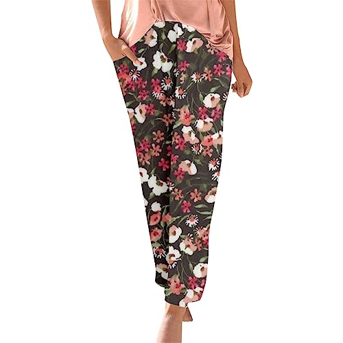 Hosen Damen Haremshose Sommer Schlupfhose Boho Strandhose Sommerhose Leicht Freizeithose Loose Frauen Hose mit Taschen Stoffhose Jogginghose Yogahose Lockere Luftig Sommerhosen Relaxhose von XIAOYUER