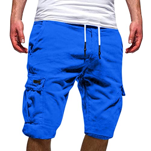 Kurze Hosen Herren Cargo Shorts Casual Einfarbig Baumwolle Cargohose Sommer Bermuda Short mit 6 Taschen Sommerhose Elastischer Bund Sporthose Regulär Fit Freizeithose Laufshorts Männer Kurze Hose von XIAOYUER