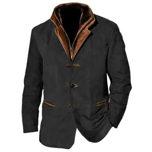 XIAOYUER Wintermantel Herren Elegant Sakko Sportlich Freizeit Cargo Jacke Blazer Mantel Herren 3-Knopf Sakko Sportlich Slim Fit Blazer Übergangsjacke Männer Modern Freizeit Jacke Business Anzugjacke von XIAOYUER