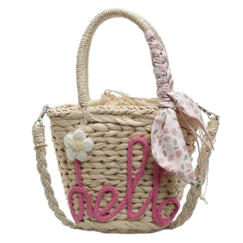 XIAQIQIFFF Cross Body Handtaschen for Frauen Stroh gewebt Strand Crossbody Schultertasche 2025 Sommer handgemachte Geldbörsen Urlaub(Rosy) von XIAQIQIFFF