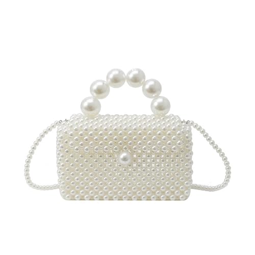 XIAQIQIFFF Damen Perlen Clutch Crossbody Handtasche Perlen Abend Schultertasche Hochzeit Clutch Top-Griff Kette von XIAQIQIFFF