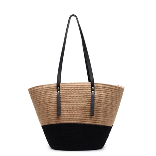 XIAQIQIFFF Damen Schulterhandtaschen mit Reißverschluss Strand Chic Tote Geldbörse Freizeit Urlaub Hobo Bag(Khaki) von XIAQIQIFFF
