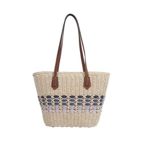 XIAQIQIFFF Damen Schultertasche Handtasche Strand Chic Tote Hobo Bag mit Reißverschluss Geldbörse Freizeit Urlaub(Beige) von XIAQIQIFFF