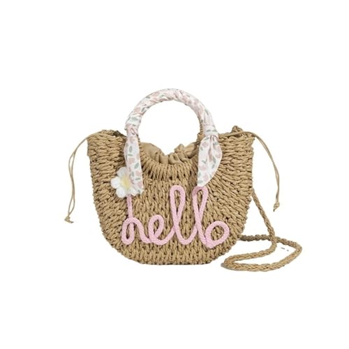 XIAQIQIFFF Damen Schultertasche Stroh Strandtasche Gewebte Handtasche Geldbörse Sommer(Coffee) von XIAQIQIFFF