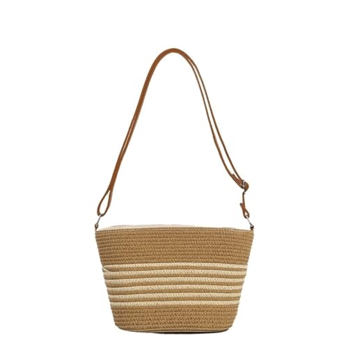 XIAQIQIFFF Damen Stroh gewebte Strandtasche Sommerurlaub Schulter Crossbody Handtasche(Brown) von XIAQIQIFFF