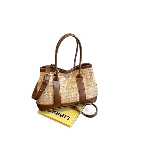 XIAQIQIFFF Frauen Stroh Schulter Handtasche Sommer Strand Tote Tasche Geldbörse Hobo Crossbody 2025(Apricot) von XIAQIQIFFF