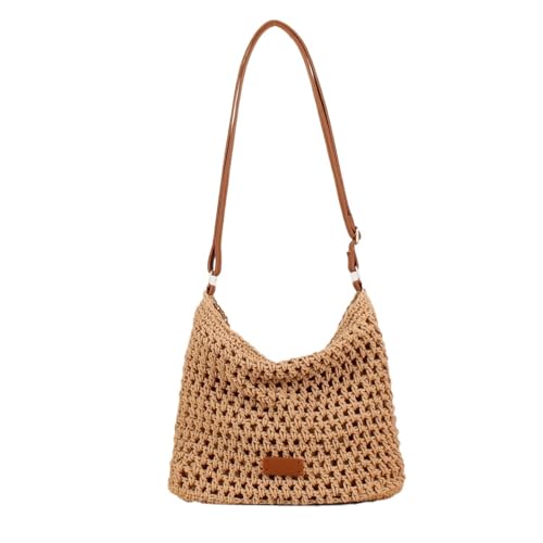 XIAQIQIFFF Gehäkelte Tragetasche Damen Sommer Mesh Strand Ästhetische Strick Schultertasche for Reisen Urlaub(Brown) von XIAQIQIFFF