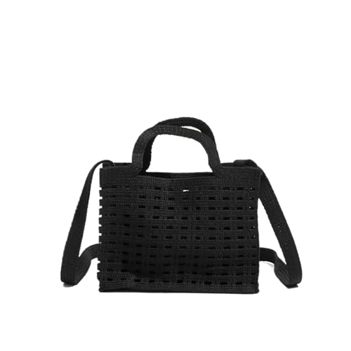 XIAQIQIFFF Häkeln Taschen for Frauen Gewebt 2025 Frühling Sommer Große Schulter Crossbody Tote Handtasche(Black) von XIAQIQIFFF