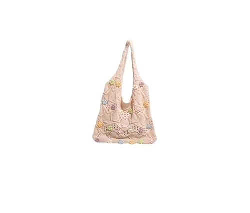 XIAQIQIFFF Häkeln Tote Strand Mesh gestrickte Schultertasche große ästhetische Hobo for Frauen Sommer(Beige) von XIAQIQIFFF