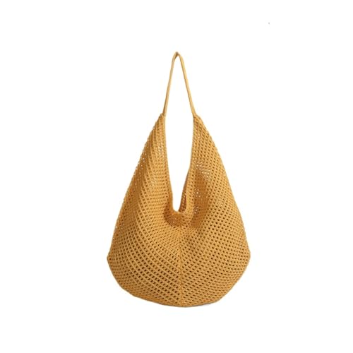 XIAQIQIFFF Häkeltaschen Gestrickte Schultertasche Strand Sommer Tote Gewebte Schultertasche for Frauen Sommer Urlaub Reisen(Yellow) von XIAQIQIFFF