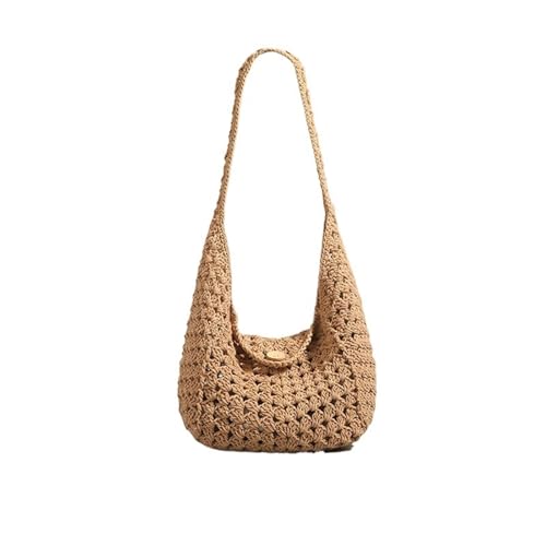 XIAQIQIFFF Handgemachte Häkeltasche Boho Chic Schultertasche Ästhetik Kinted Niedlich Crossbody Strand Shopping Täglicher Gebrauch(Brown) von XIAQIQIFFF