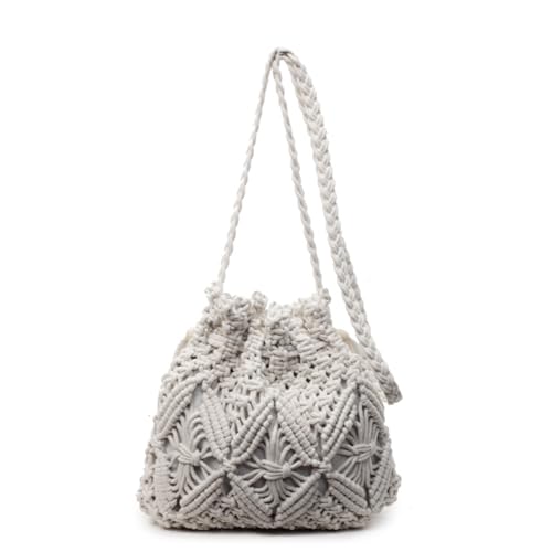 XIAQIQIFFF Kleine Sommer Geldbörse Gewebte Umhängetaschen Boho for Frauen Häkeln Schulter Handtaschen 2025(White) von XIAQIQIFFF