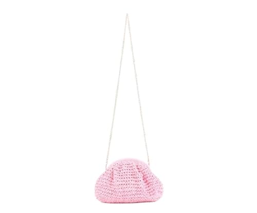 XIAQIQIFFF Kleine Stroh-Clutch-Geldbörse for Frauen Cloud Dumpling Pouch Crossbody Schulterhandtasche(Pink) von XIAQIQIFFF