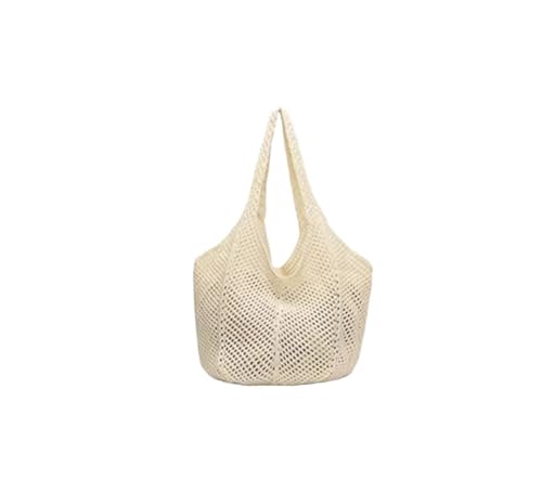 XIAQIQIFFF Mesh Sommer Strandtasche Große Gestrickte Gewebte Schulterhandtasche Urlaub Ästhetische Hobo Reise Häkeltasche for Frauen(White) von XIAQIQIFFF