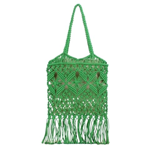 XIAQIQIFFF Mesh Strand Tasche Häkeln Böhmischen Baumwolle Seil Hand-woven Reise Schulter Retro Hohl(Green) von XIAQIQIFFF