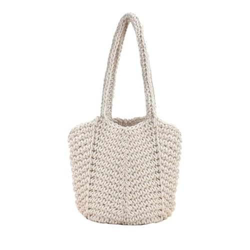 XIAQIQIFFF Mesh Strand Tasche Häkeln Sommer Taschen for Frauen Schulter Gewebt Handtasche Urlaub(White) von XIAQIQIFFF