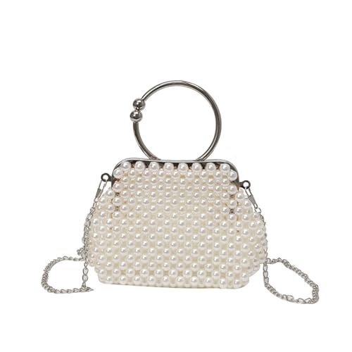 XIAQIQIFFF Perlen Perlen Tasche Acryl Handgemachte Damen Tasche Clutch Geldbörse Handheld Kleine Handtasche for Frauen Party(Gold) von XIAQIQIFFF