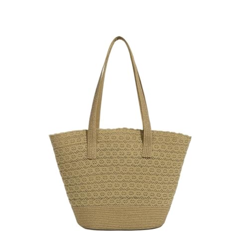 XIAQIQIFFF Reißverschluss Stroh Taschen for Frauen Geldbörse gewebt handgemachte Weberei Sommer Handtasche for Reise Strand(Khaki) von XIAQIQIFFF